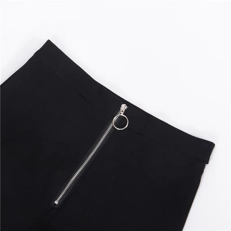 [You're My Secret] Hollow Out Pants Goth Sexy Pentagram Y2K Harajuku Grunge Black High Waist Elastic Trousers Punk Zipper Pants