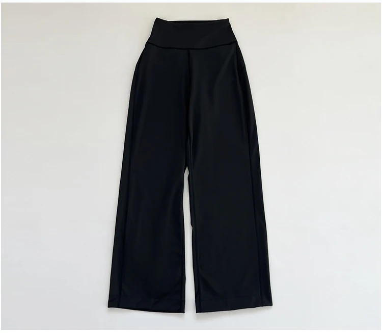Autumn High Waisted Wide Leg Pants Sweat Absorbing Breathable Sports Fitness Leisure Yoga Pants Loose Floor Pants for Women
