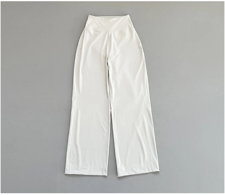 Autumn High Waisted Wide Leg Pants Sweat Absorbing Breathable Sports Fitness Leisure Yoga Pants Loose Floor Pants for Women