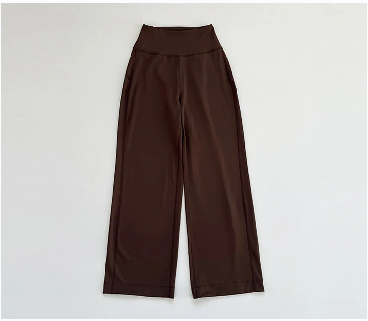 Autumn High Waisted Wide Leg Pants Sweat Absorbing Breathable Sports Fitness Leisure Yoga Pants Loose Floor Pants for Women