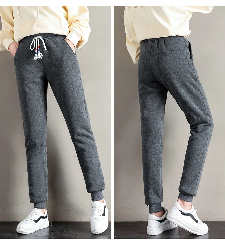 OUMENGKA Women Winter Thick Lambskin Cashmere Pants Warm Female Casual Cotton Pants Loose Harlan Long Trousers S-5XL 3XL 4XL