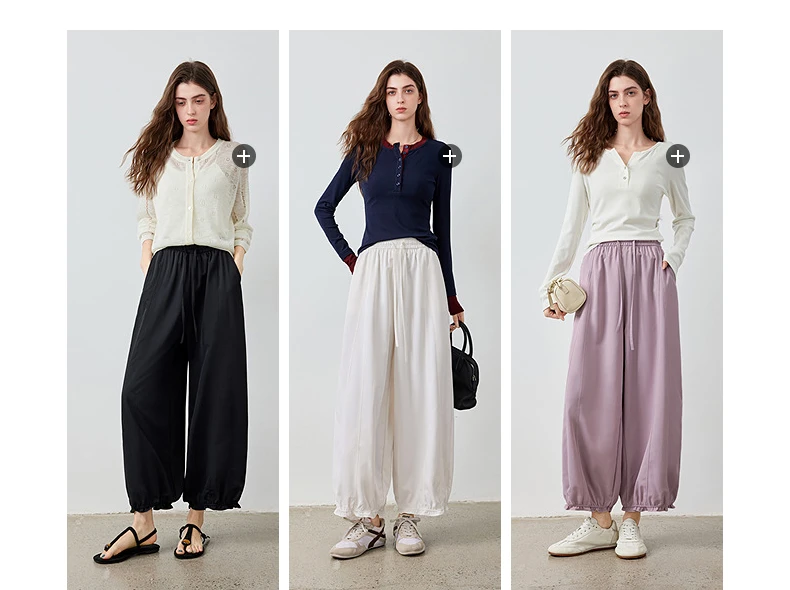 TOYOUTH Women's Lantern Pants 2026 Autumn New High Waist Bud Design Ankle-Length Loose Trousers