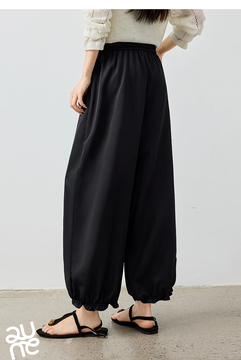 TOYOUTH Women's Lantern Pants 2026 Autumn New High Waist Bud Design Ankle-Length Loose Trousers