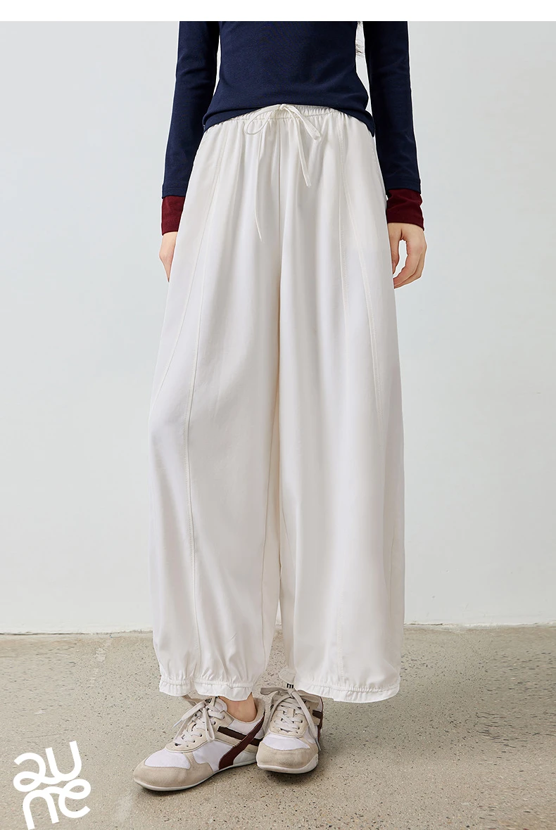 TOYOUTH Women's Lantern Pants 2026 Autumn New High Waist Bud Design Ankle-Length Loose Trousers