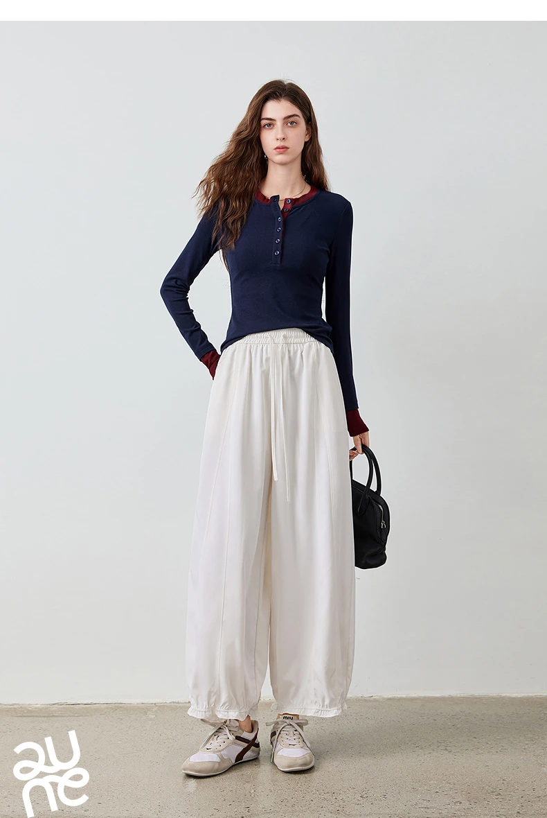 TOYOUTH Women's Lantern Pants 2026 Autumn New High Waist Bud Design Ankle-Length Loose Trousers