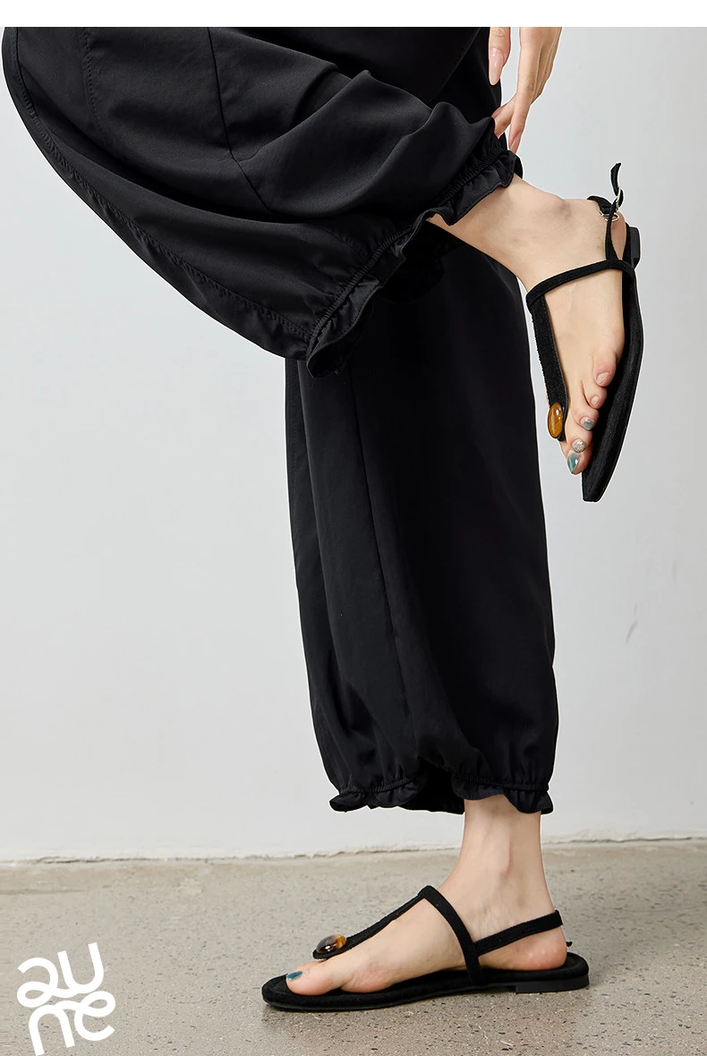 TOYOUTH Women's Lantern Pants 2026 Autumn New High Waist Bud Design Ankle-Length Loose Trousers