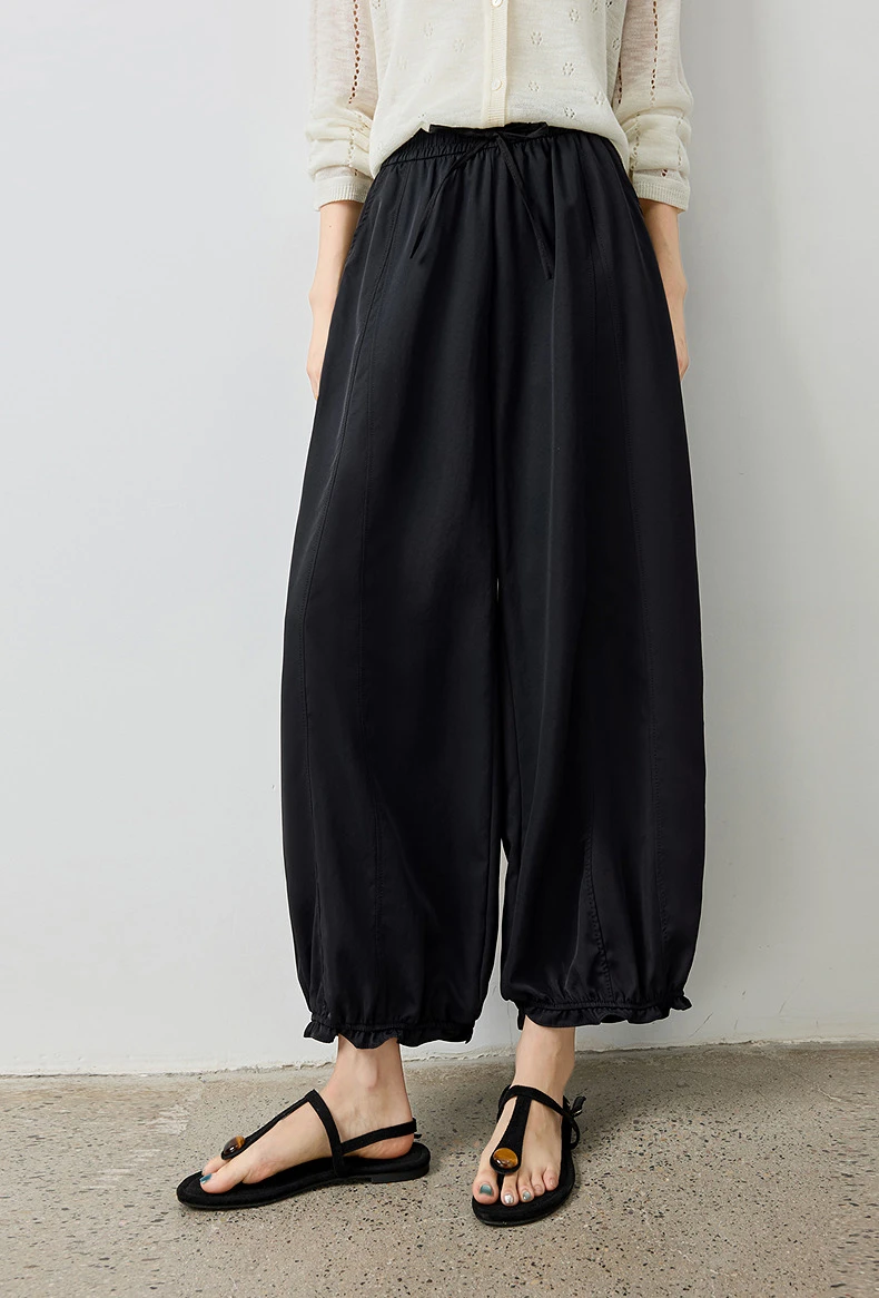 TOYOUTH Women's Lantern Pants 2026 Autumn New High Waist Bud Design Ankle-Length Loose Trousers