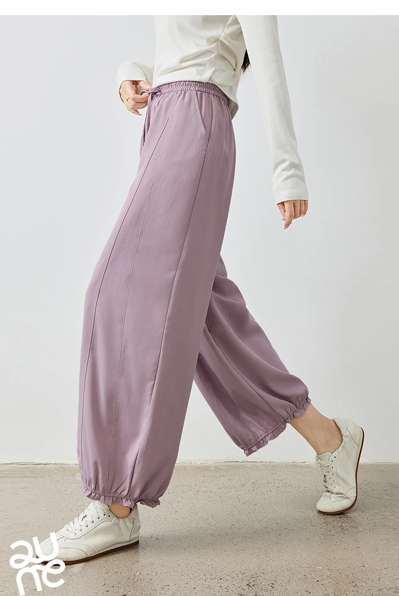 TOYOUTH Women's Lantern Pants 2026 Autumn New High Waist Bud Design Ankle-Length Loose Trousers