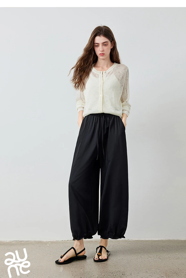 TOYOUTH Women's Lantern Pants 2026 Autumn New High Waist Bud Design Ankle-Length Loose Trousers