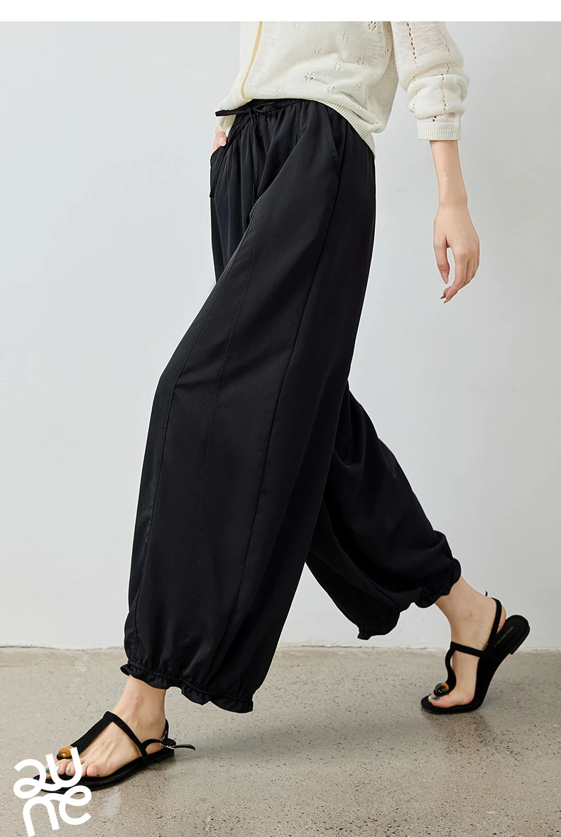 TOYOUTH Women's Lantern Pants 2026 Autumn New High Waist Bud Design Ankle-Length Loose Trousers