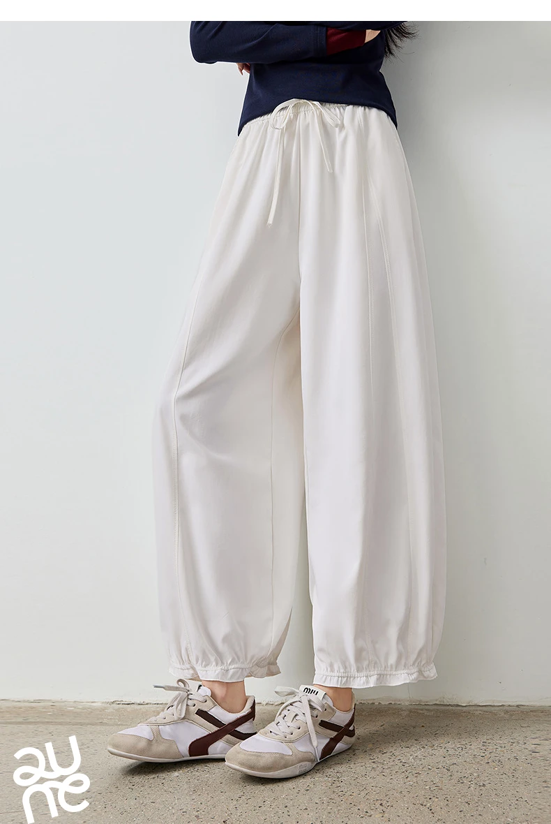 TOYOUTH Women's Lantern Pants 2026 Autumn New High Waist Bud Design Ankle-Length Loose Trousers