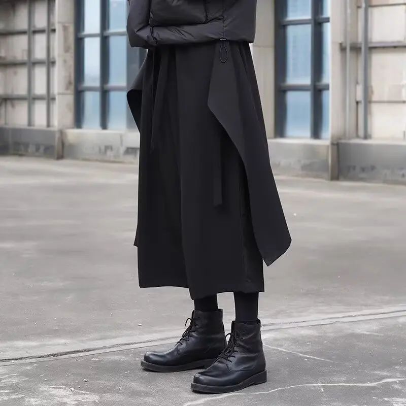 Japanese Y2k Black Hakama Pants for Women Stylish Wide-Leg Skirt Pants Baggy Casual Streetwear Party Chic Teenager Clothing