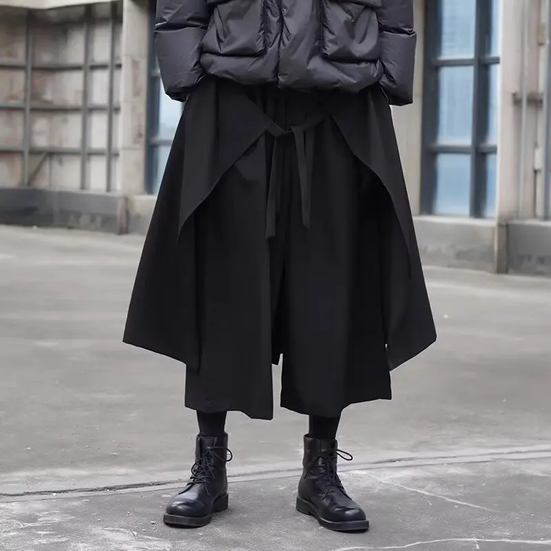 Japanese Y2k Black Hakama Pants for Women Stylish Wide-Leg Skirt Pants Baggy Casual Streetwear Party Chic Teenager Clothing