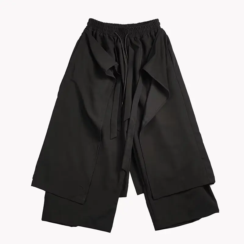 Japanese Y2k Black Hakama Pants for Women Stylish Wide-Leg Skirt Pants Baggy Casual Streetwear Party Chic Teenager Clothing