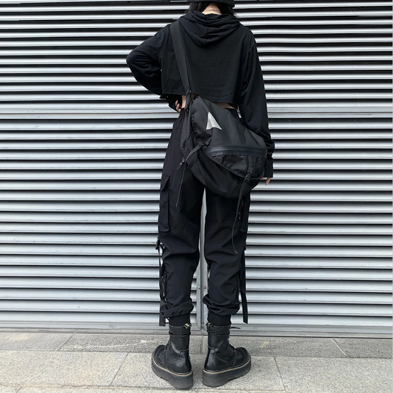 Fashion Hip Hop Joggers Cargo Pants Women Men Harem Pants Multi-Pocket Ribbons Man Sweatpants Streetwear Casual Mens Pants S-4XL