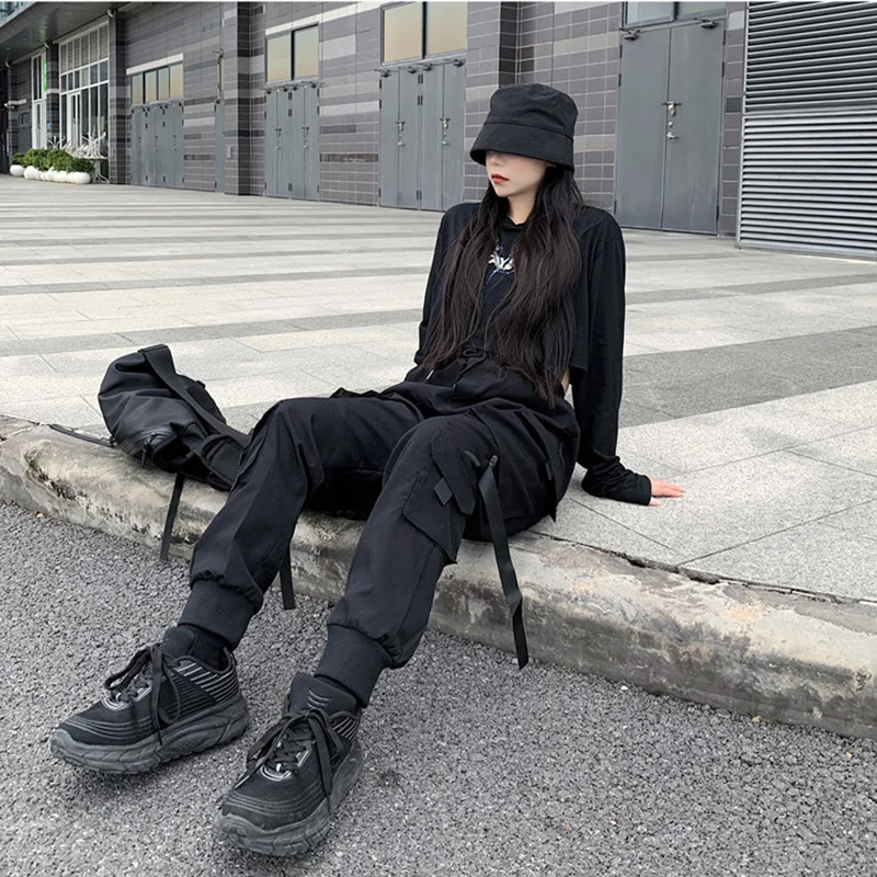 Fashion Hip Hop Joggers Cargo Pants Women Men Harem Pants Multi-Pocket Ribbons Man Sweatpants Streetwear Casual Mens Pants S-4XL