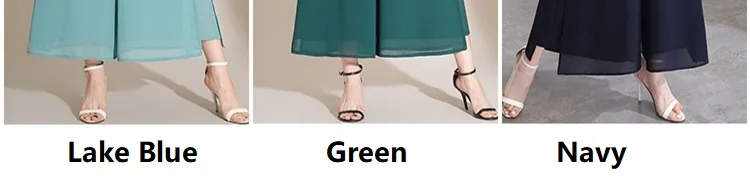 ZUZK Women Side Slit Chiffon Pants Summer Thin Elastic Waist Wide Leg Pants Chic Droop Trousers Chinese Style Nine Point Pants