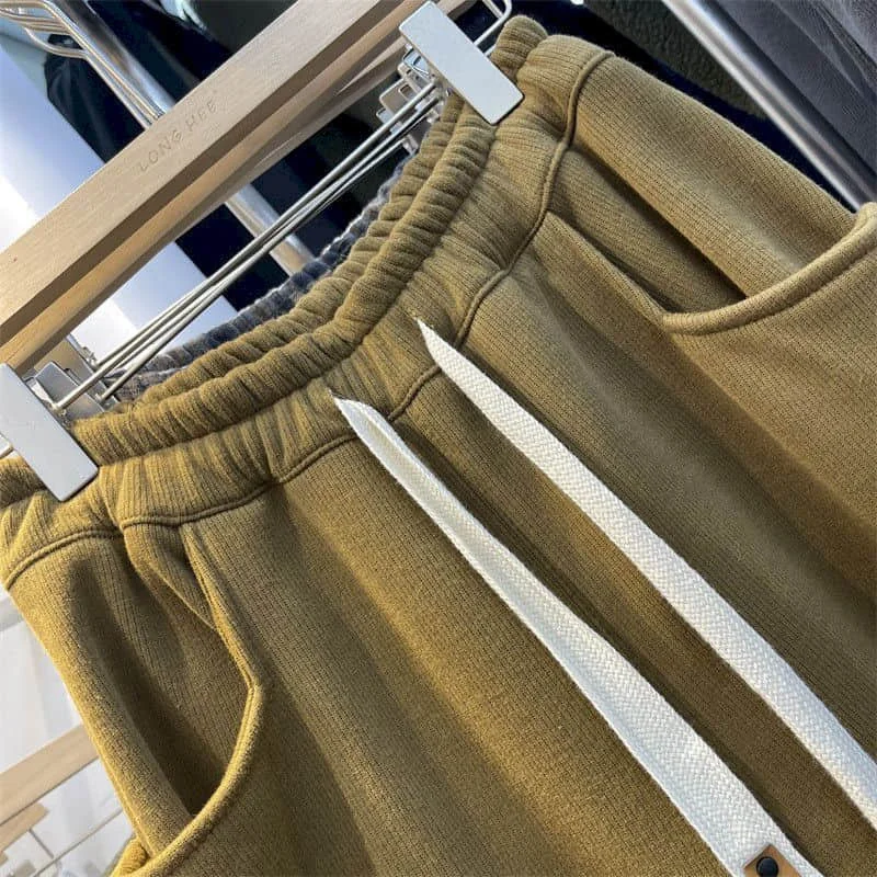 Cargo Pants Women Sporty Solid Plush Sweatpants Korean Style Casual Drawstring Elastic Waisted Streetwear Clothing Harem Pants