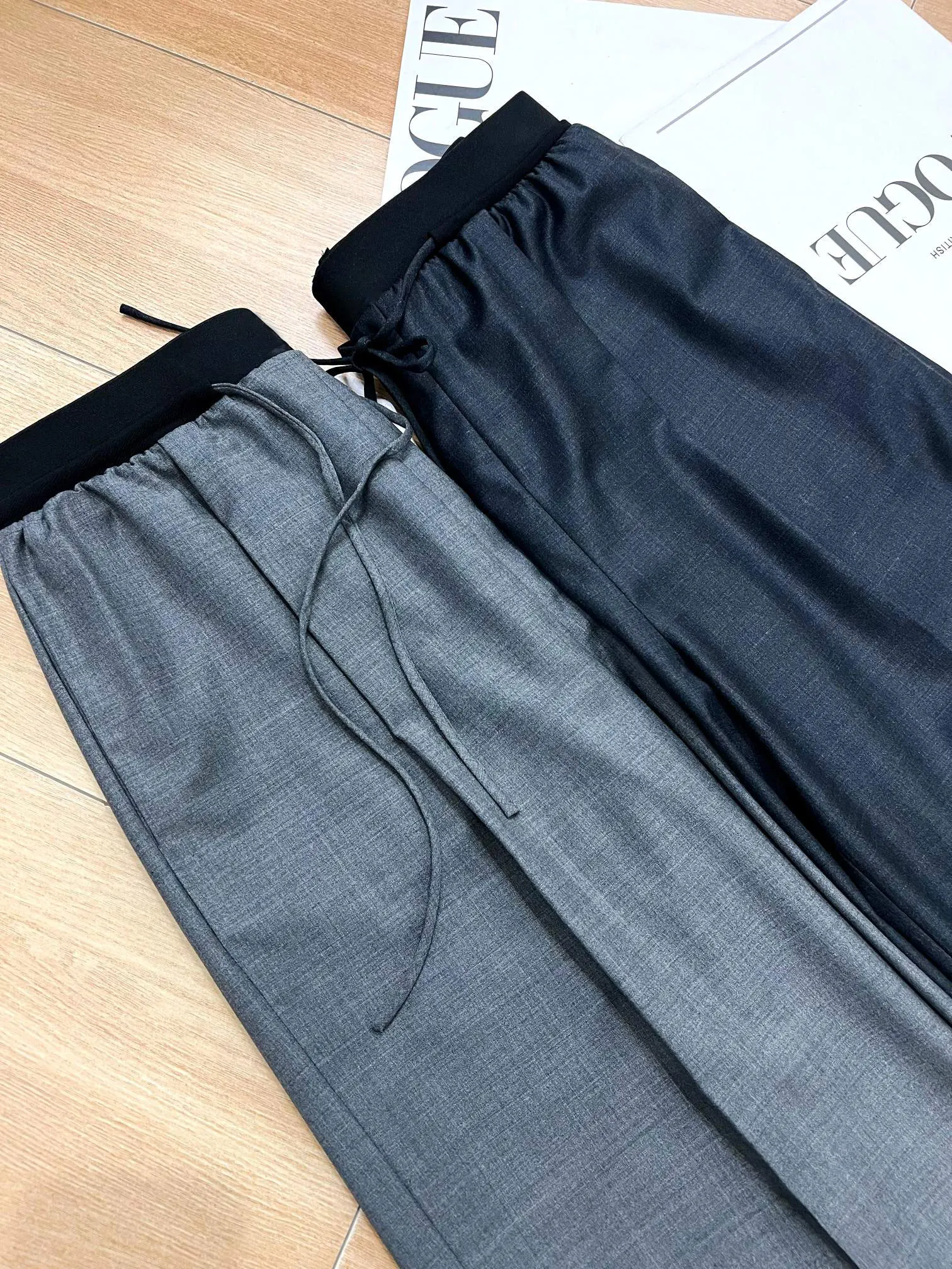 Women's Wool Straight-Leg Pants with Elastic Waistband – Spring 2026 New Arrival