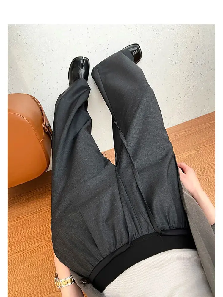 Women's Wool Straight-Leg Pants with Elastic Waistband – Spring 2026 New Arrival