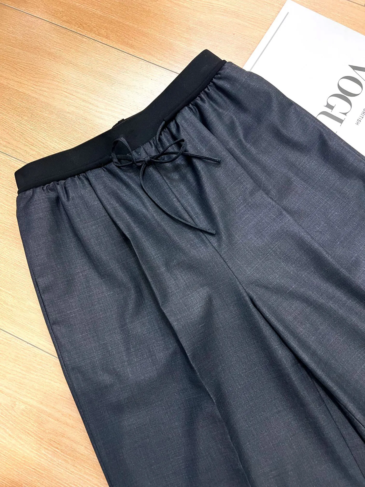 Women's Wool Straight-Leg Pants with Elastic Waistband – Spring 2026 New Arrival