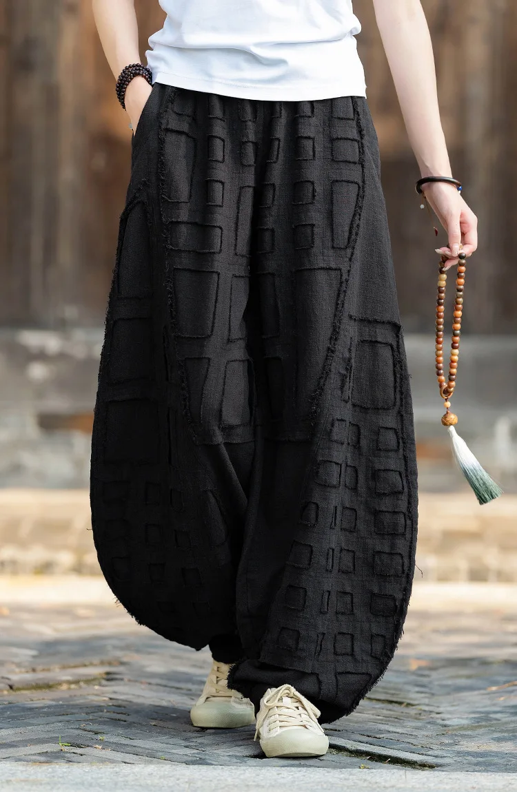 Johnature Women Vintage Linen Cotton Bloomers Pants Elastic Waist Solid Color Trousers 2025 Autumn New Loose Women Pants