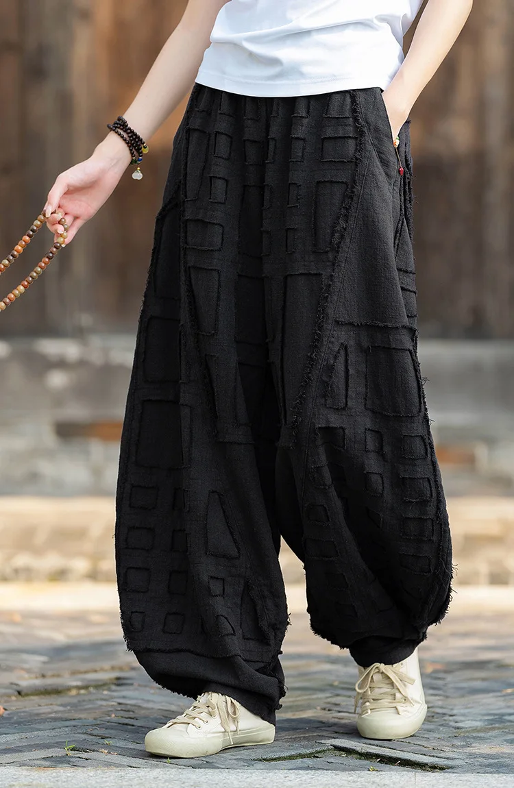 Johnature Women Vintage Linen Cotton Bloomers Pants Elastic Waist Solid Color Trousers 2025 Autumn New Loose Women Pants