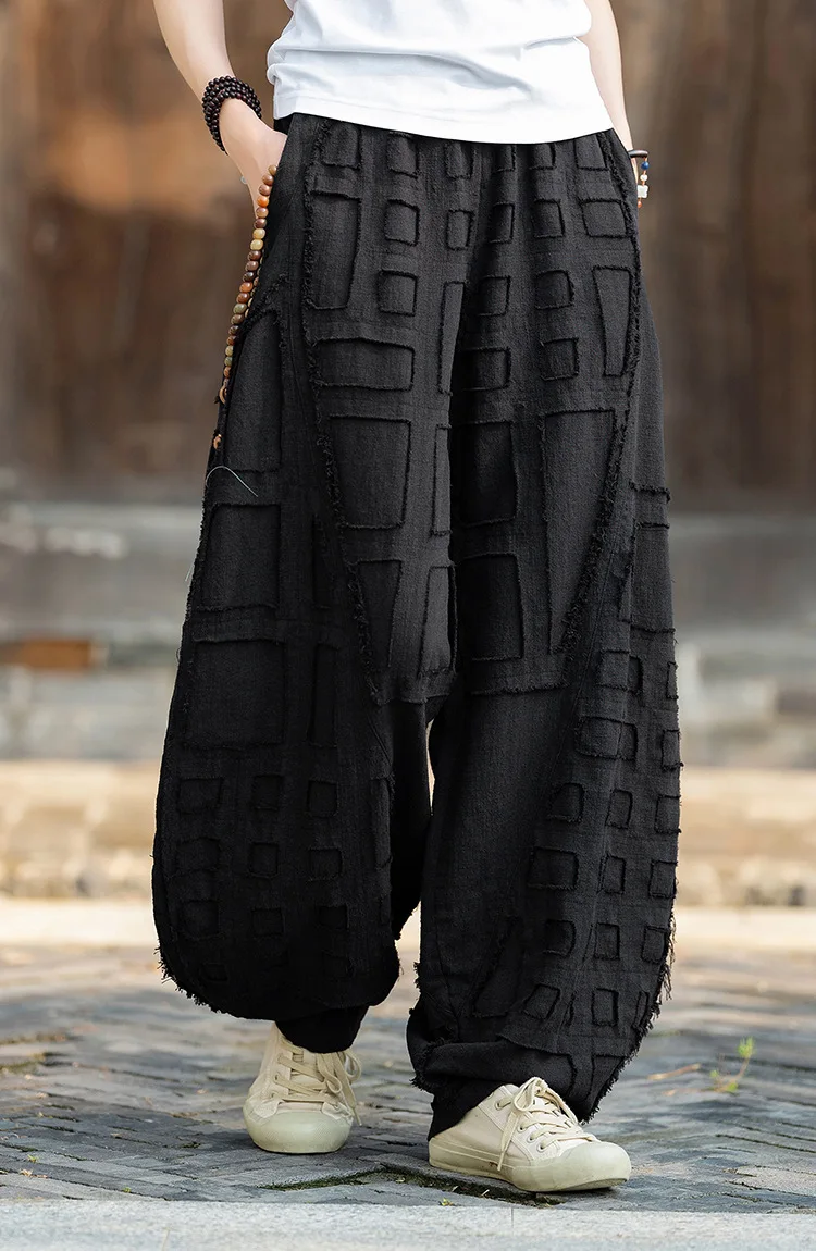 Johnature Women Vintage Linen Cotton Bloomers Pants Elastic Waist Solid Color Trousers 2025 Autumn New Loose Women Pants