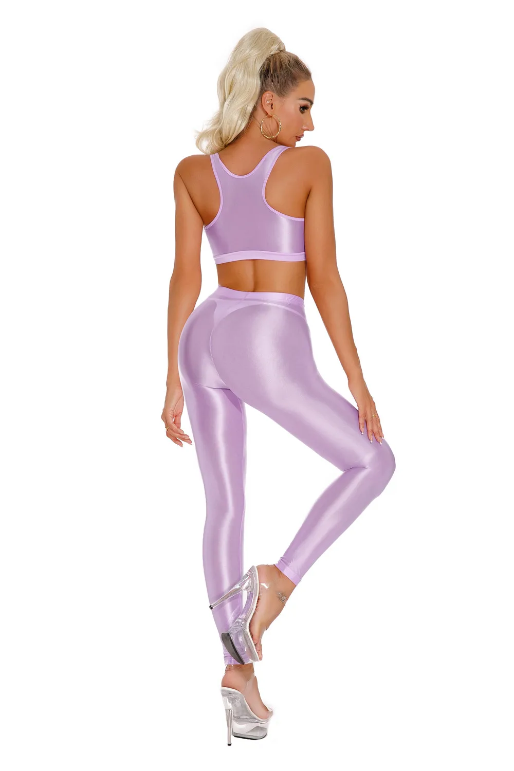 Sexy Shiny Pencil Pants Elastic Oil Glossy Tight Smooth Sheer See Through Leggings Dance Tights Candy Color Leotard