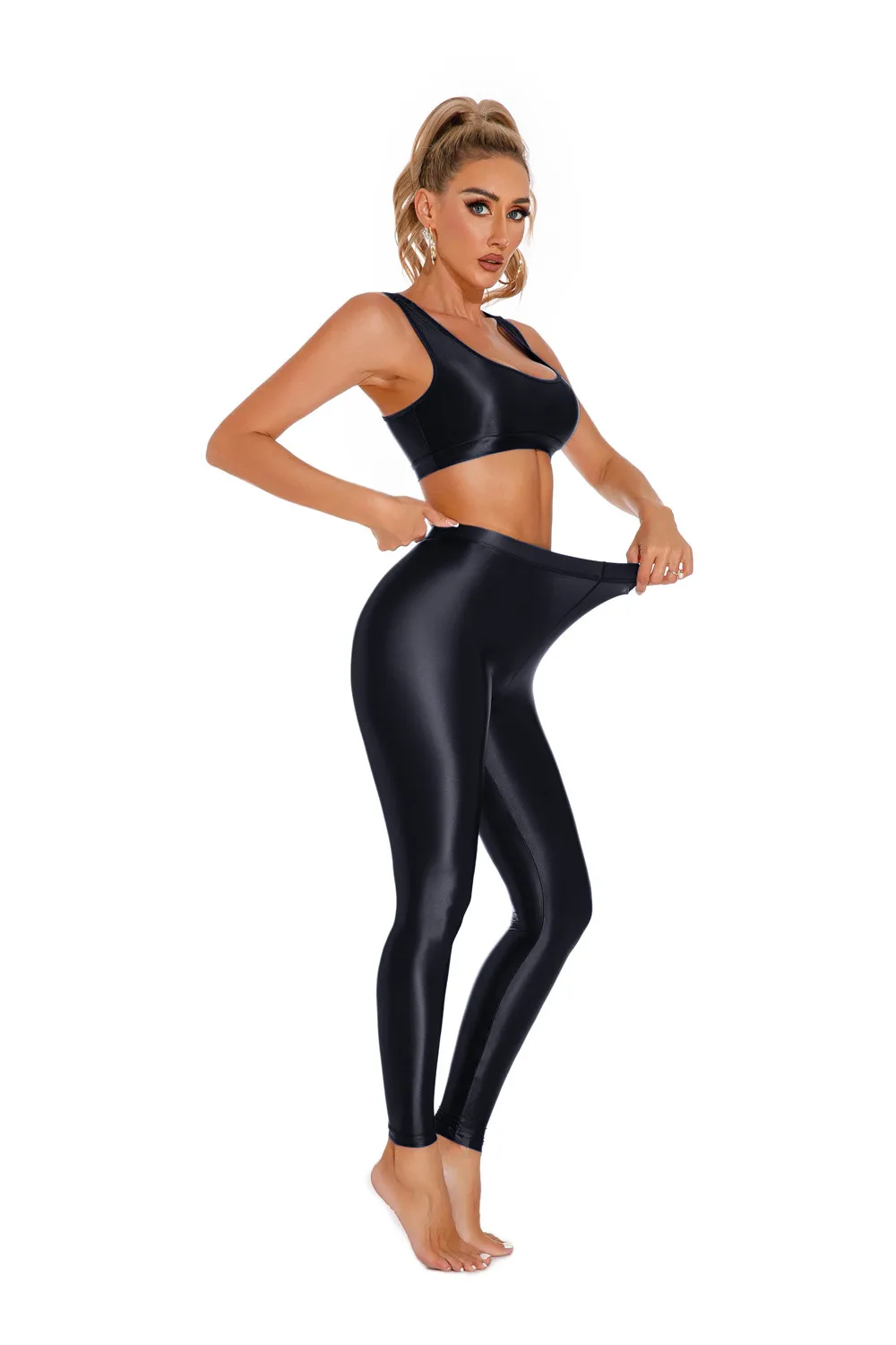 Sexy Shiny Pencil Pants Elastic Oil Glossy Tight Smooth Sheer See Through Leggings Dance Tights Candy Color Leotard