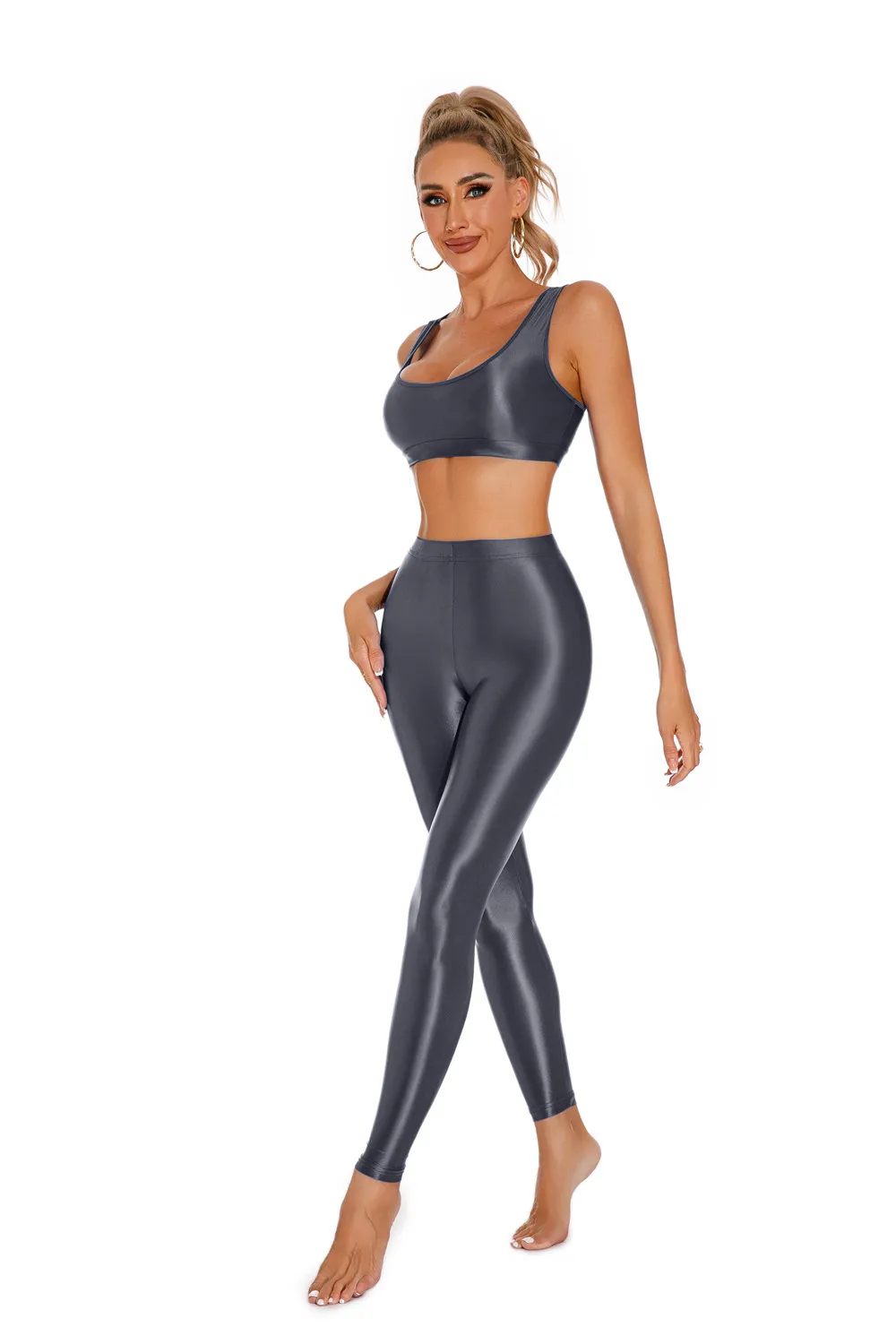 Sexy Shiny Pencil Pants Elastic Oil Glossy Tight Smooth Sheer See Through Leggings Dance Tights Candy Color Leotard