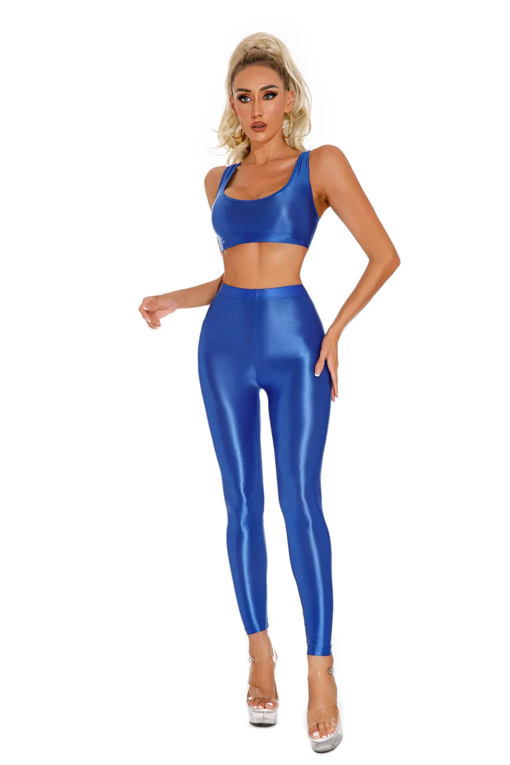 Sexy Shiny Pencil Pants Elastic Oil Glossy Tight Smooth Sheer See Through Leggings Dance Tights Candy Color Leotard