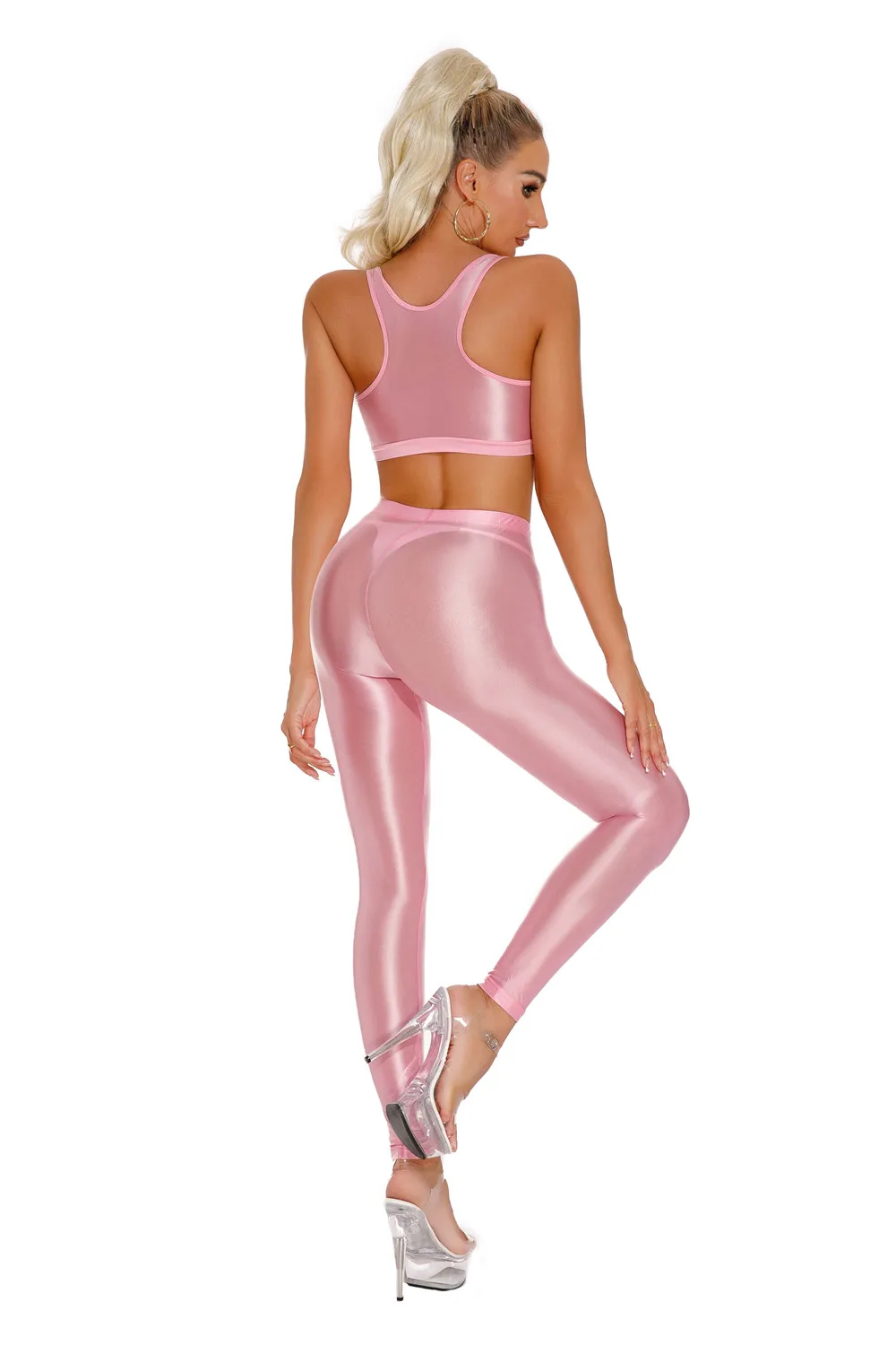 Sexy Shiny Pencil Pants Elastic Oil Glossy Tight Smooth Sheer See Through Leggings Dance Tights Candy Color Leotard