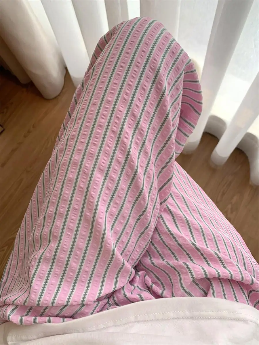 Sweet Pink High Waist Wide-legged Trousers Women 2025 New Korean Casual Striped Drawstring Loose Straight Pant Female