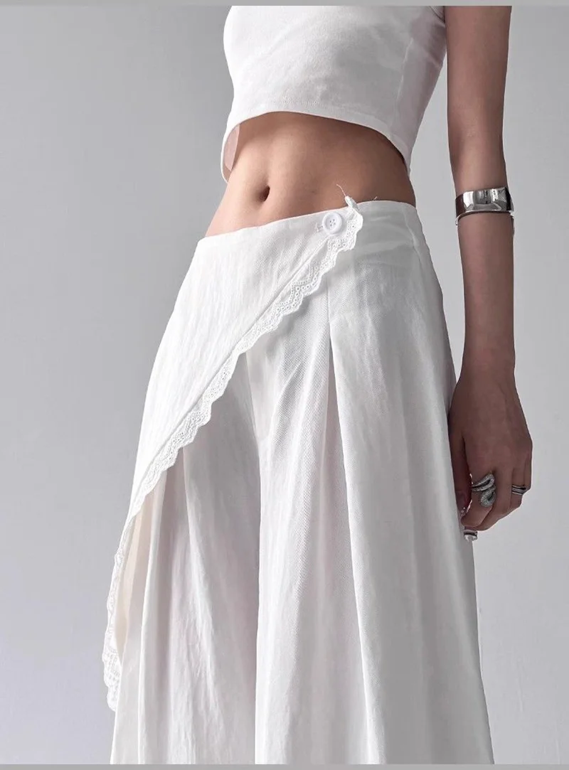 Zoki High Waist Streetwear Loose Pant Women Vintage Loose Design Wide Leg Trousers Casual All Match Summer Bf Hip Hop Pants New