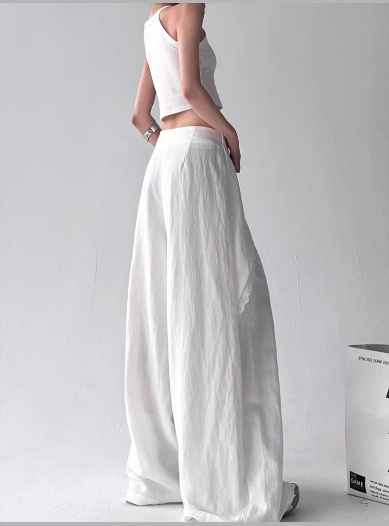 Zoki High Waist Streetwear Loose Pant Women Vintage Loose Design Wide Leg Trousers Casual All Match Summer Bf Hip Hop Pants New