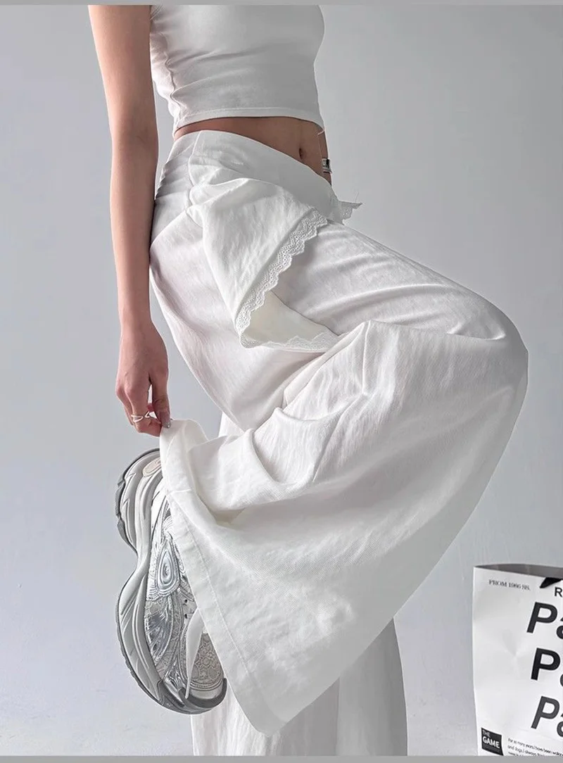 Zoki High Waist Streetwear Loose Pant Women Vintage Loose Design Wide Leg Trousers Casual All Match Summer Bf Hip Hop Pants New