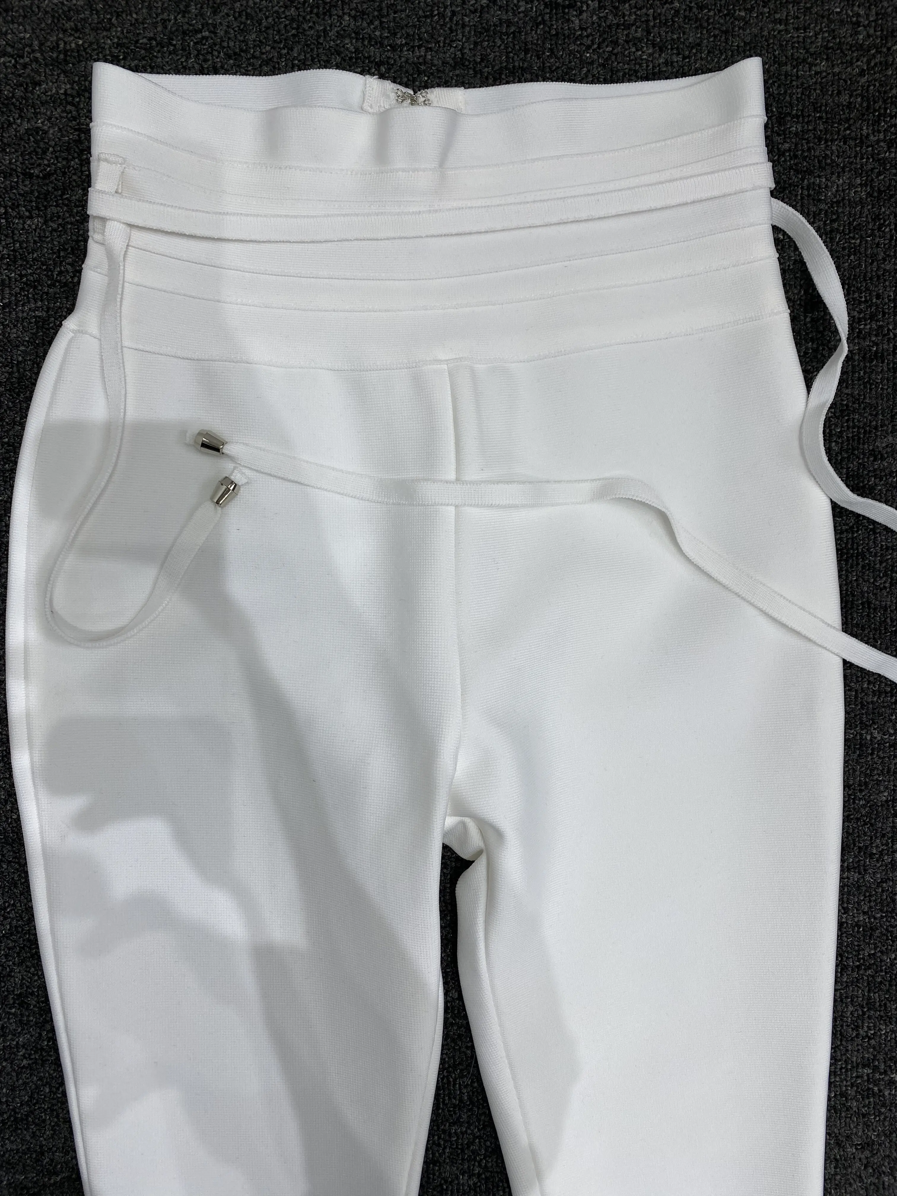 3Colors Women Knitted Bandage Pants High Waist Skinny Long Pencil Pants High Street Running Yoga Sports Joggings Trousers