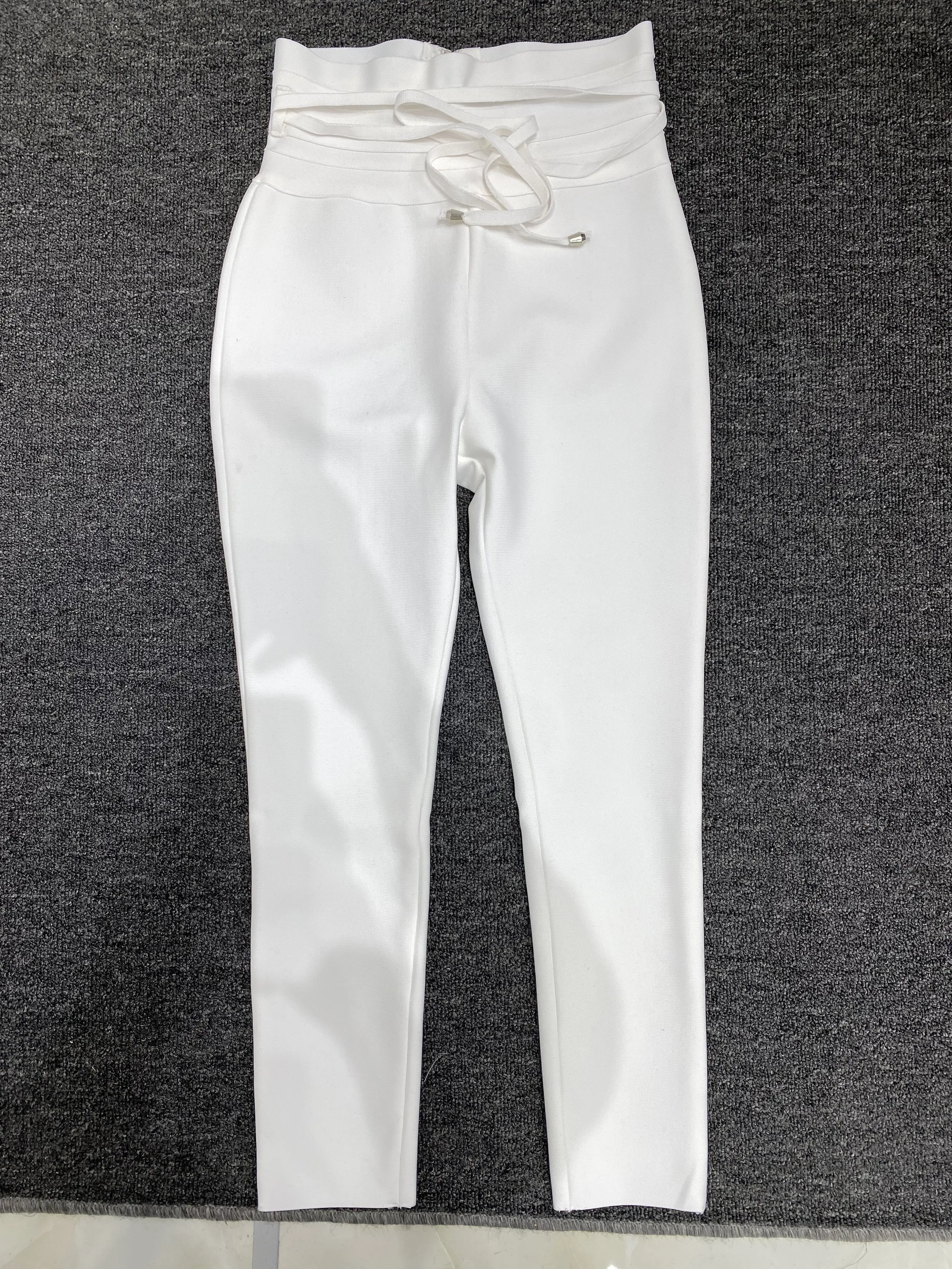 3Colors Women Knitted Bandage Pants High Waist Skinny Long Pencil Pants High Street Running Yoga Sports Joggings Trousers