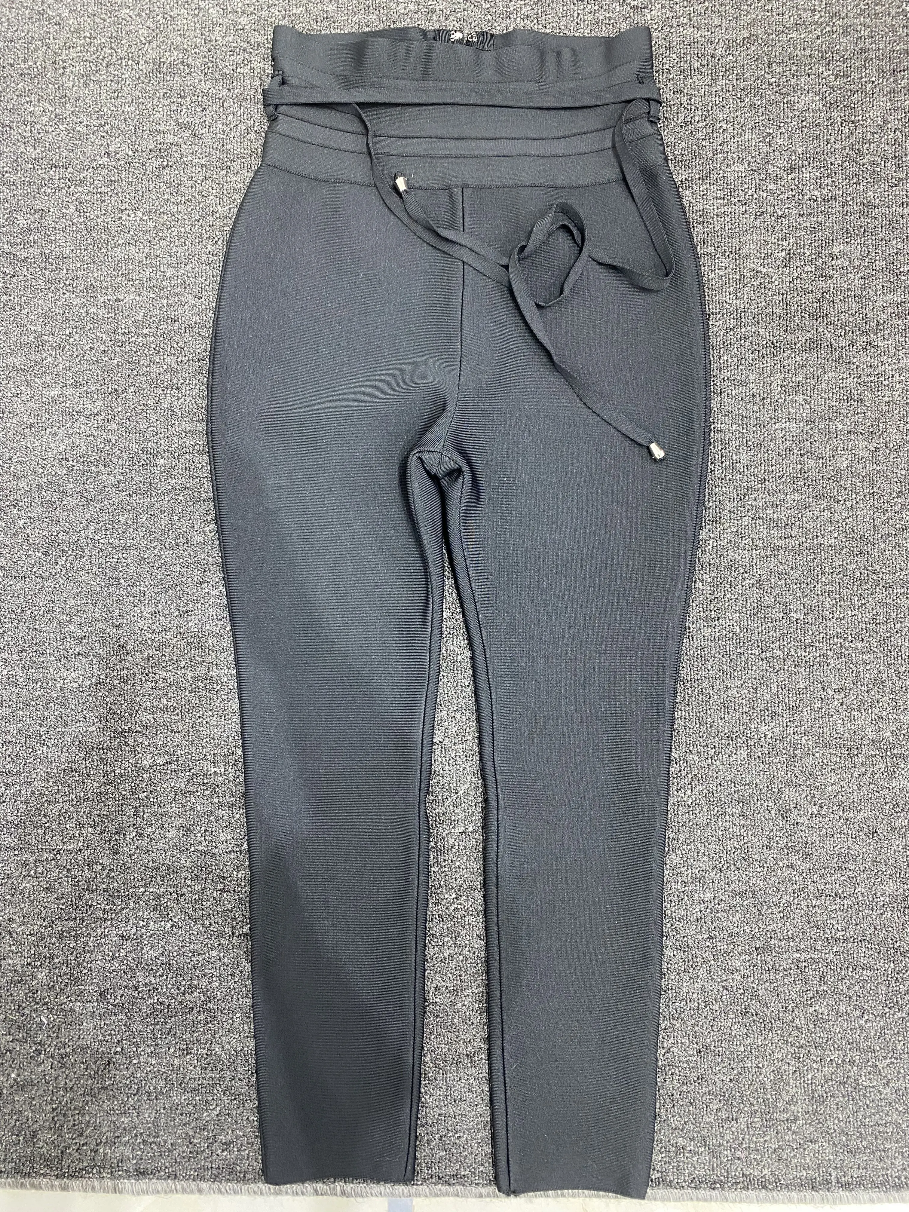 3Colors Women Knitted Bandage Pants High Waist Skinny Long Pencil Pants High Street Running Yoga Sports Joggings Trousers