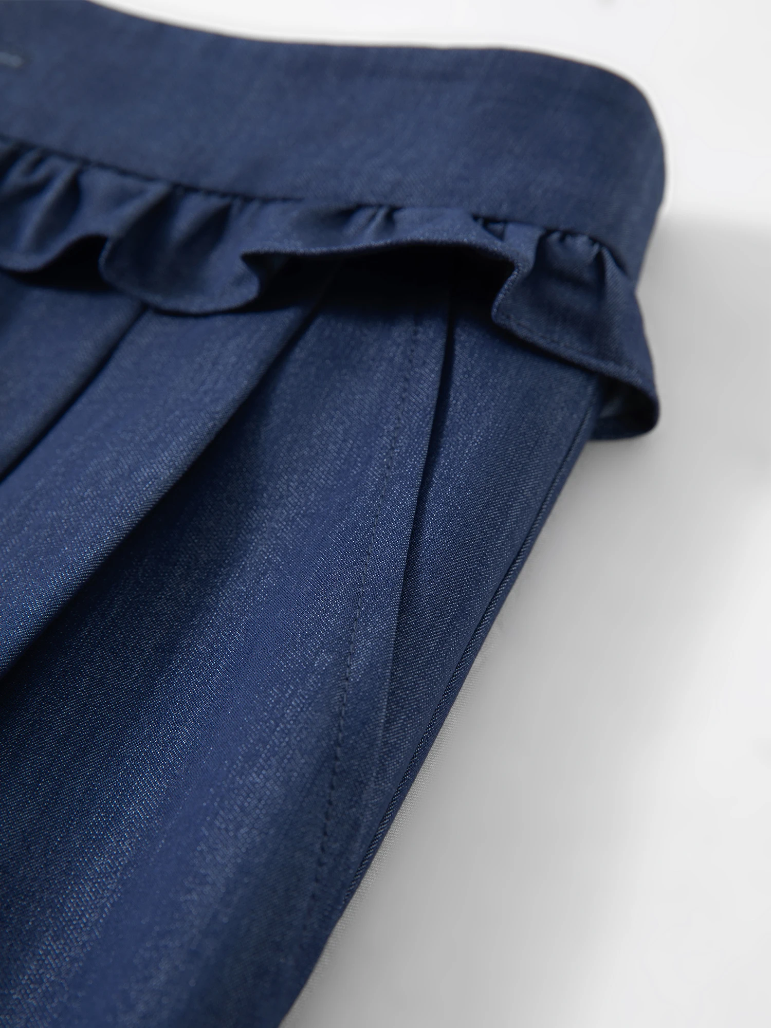 FSLE 2026 Summer Women Ruffle Trim Straight Leg Pants, High Waist Slimming Casual Trousers for Daily Commute Soft Feminine Style