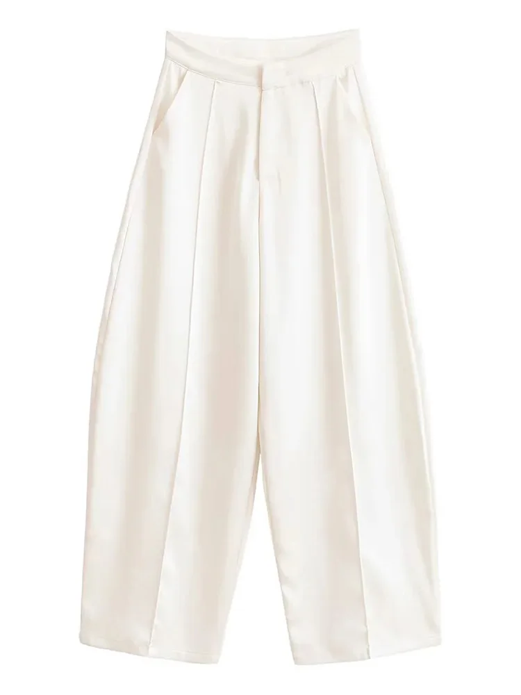 AACHOAE Women Wide Leg Palazzo Pants Elegant Office Trousers Loose Straight Leg Suit Pants Casual Long Workwear Trousers