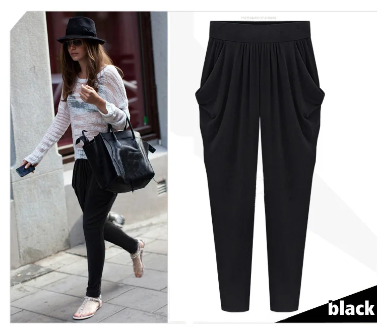 Summer Womens Harem Pants High Waist Loose Straight Ankle-length Pants Comfortable Casual OL Capris