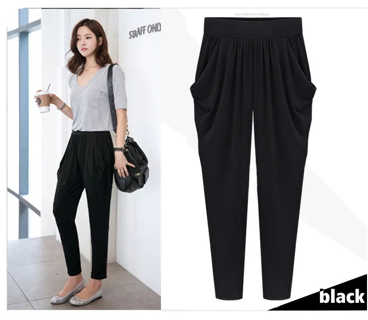 Summer Womens Harem Pants High Waist Loose Straight Ankle-length Pants Comfortable Casual OL Capris