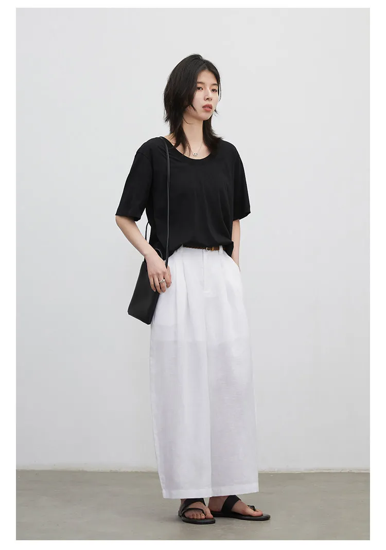 CHIC VEN New Fashion Women Trousers Loose Casual High Waist Female Wide Leg Ankle-length Pants Pleating Spring Summer 2026