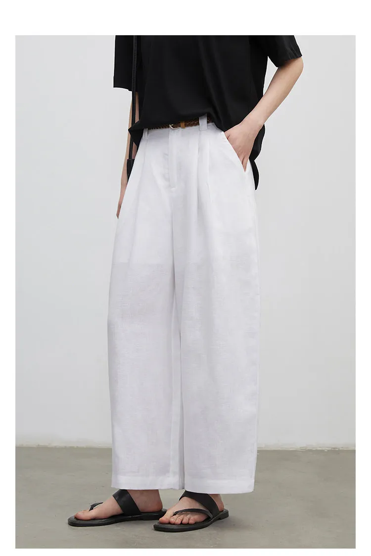 CHIC VEN New Fashion Women Trousers Loose Casual High Waist Female Wide Leg Ankle-length Pants Pleating Spring Summer 2026