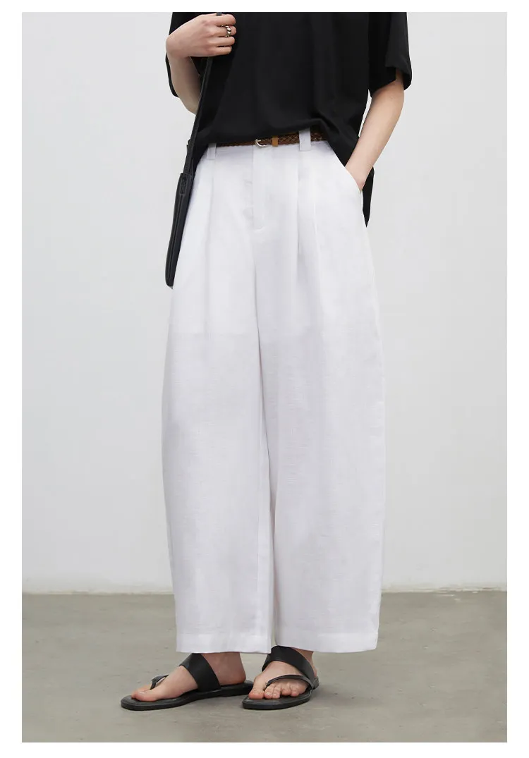 CHIC VEN New Fashion Women Trousers Loose Casual High Waist Female Wide Leg Ankle-length Pants Pleating Spring Summer 2026