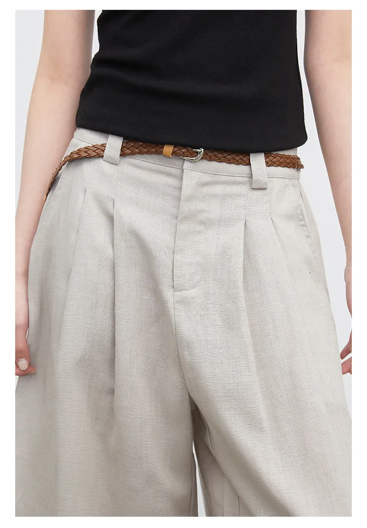 CHIC VEN New Fashion Women Trousers Loose Casual High Waist Female Wide Leg Ankle-length Pants Pleating Spring Summer 2026