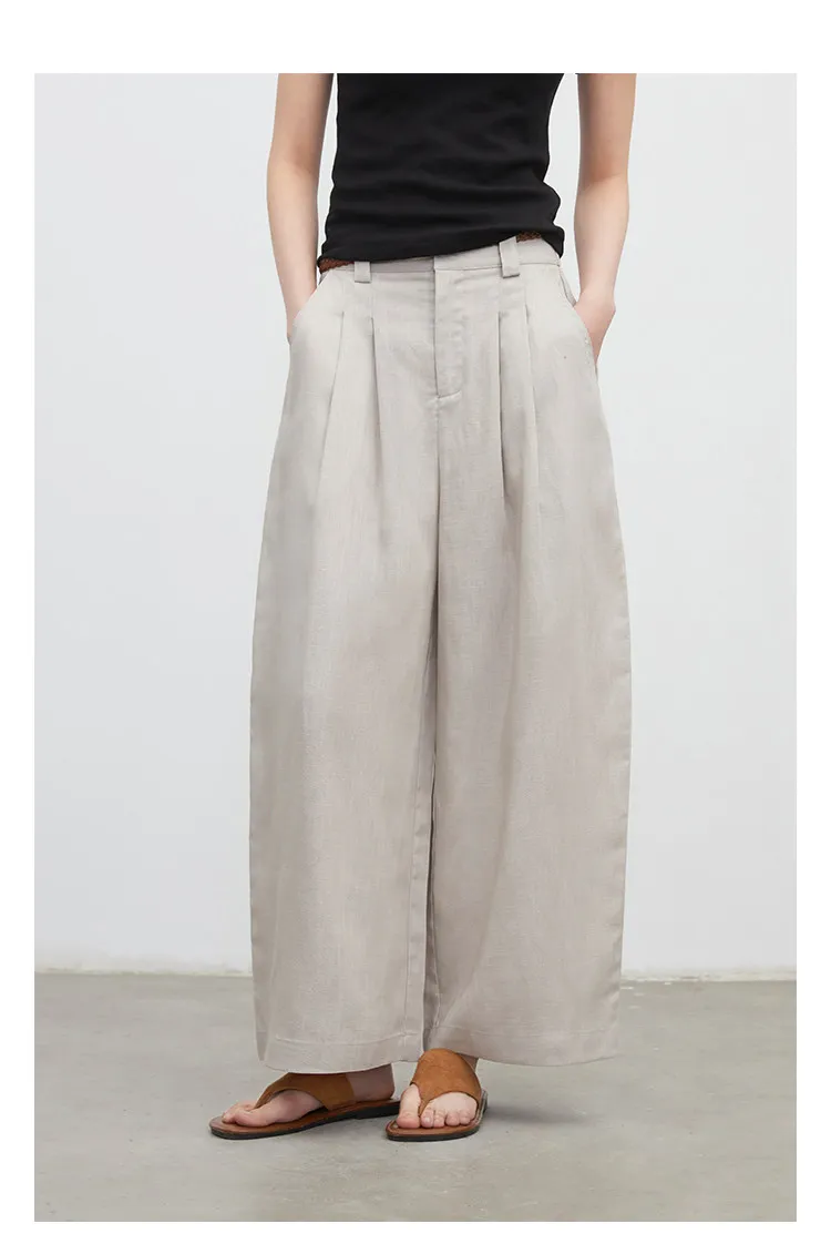 CHIC VEN New Fashion Women Trousers Loose Casual High Waist Female Wide Leg Ankle-length Pants Pleating Spring Summer 2026