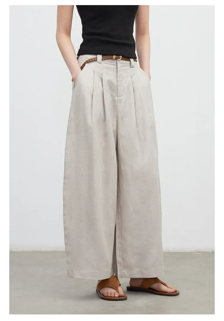 CHIC VEN New Fashion Women Trousers Loose Casual High Waist Female Wide Leg Ankle-length Pants Pleating Spring Summer 2026